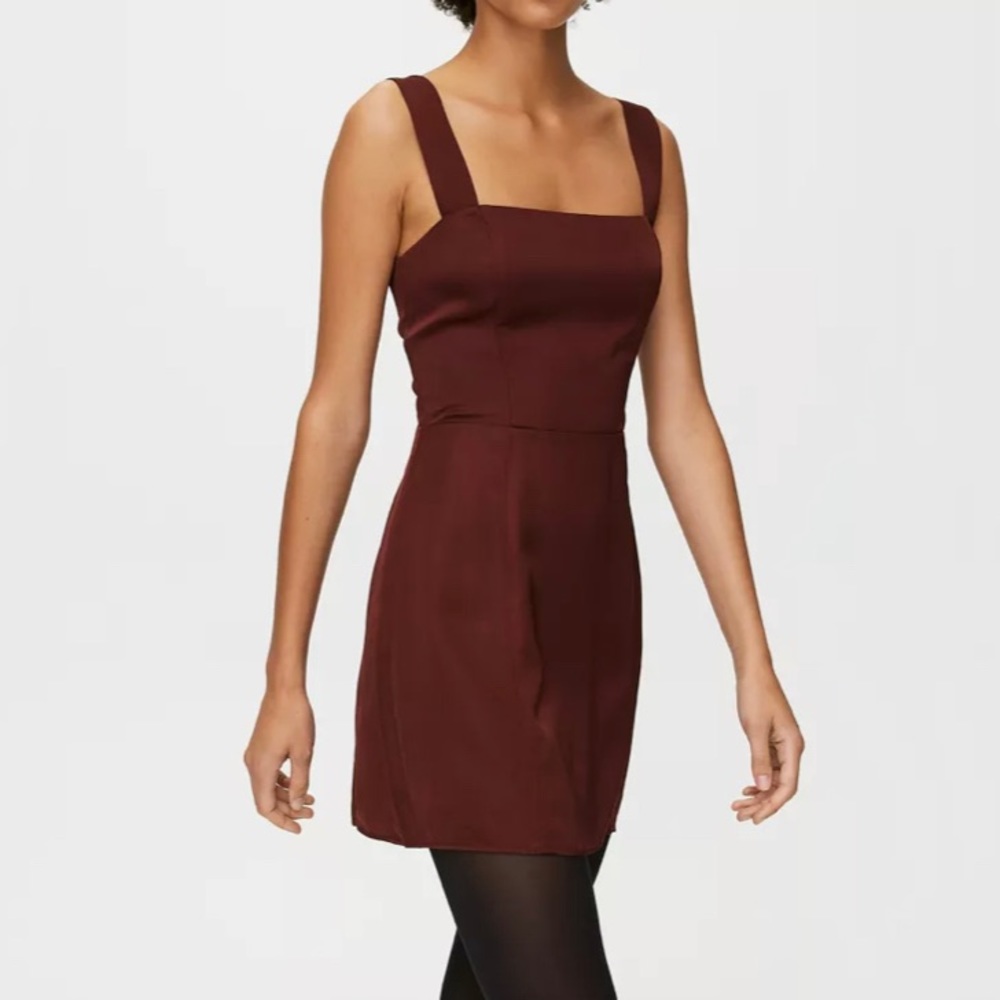 Aritzia Sunday Best Black Satin Tatiana Mini Dress - Size 00